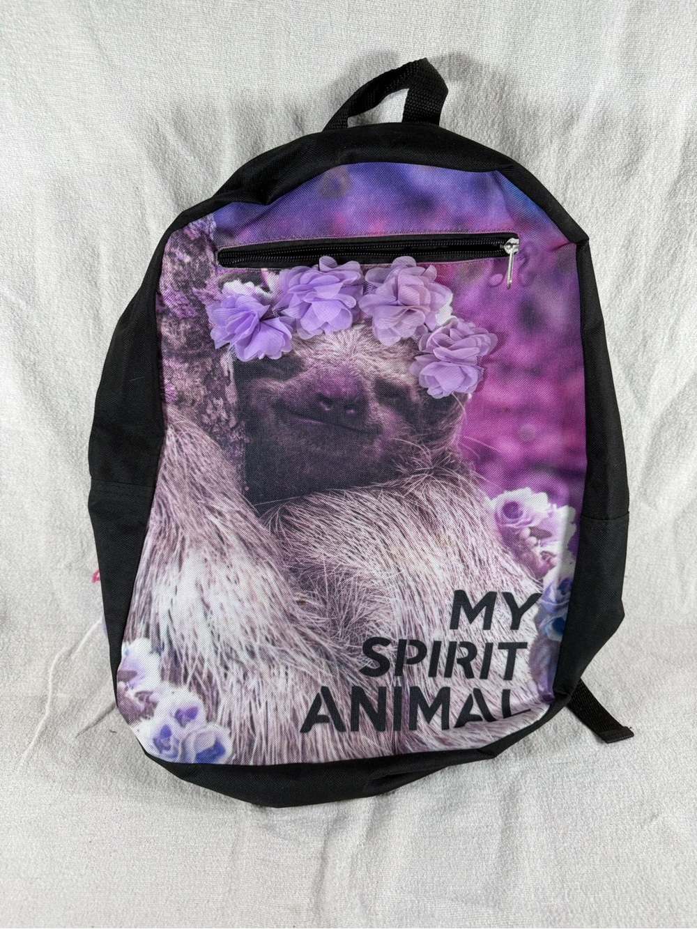 My Spirit Animal Purple Floral Sloth Backpack